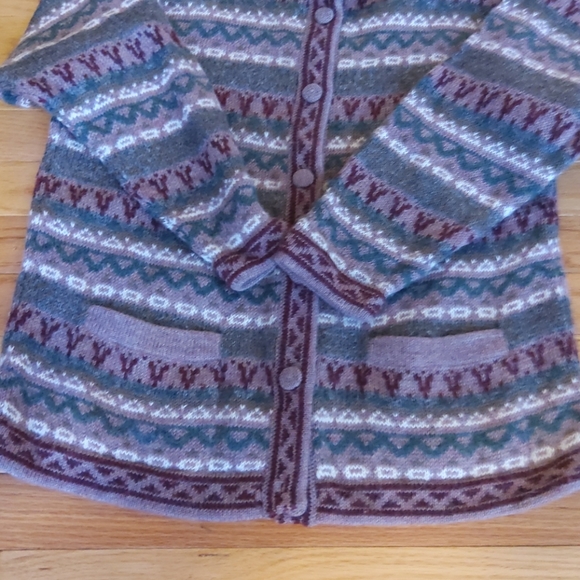 Artesania Yana Peruvian 100% alpaca wool cardigan sweater M Fair Isle Grunge - Picture 5 of 6